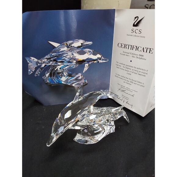 Swarovski Other - Swarovski Collectors Society Dolphins Lead me Mother & Baby from 1990 Mint